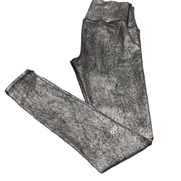 ALO Yoga Silver Metallic Airbrush Leggings S - Picture 2 of 9